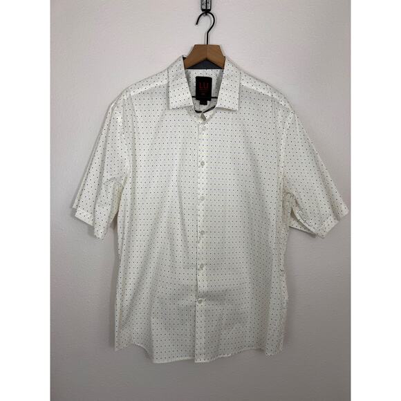 Linea Uomo XXL Stretch White Short Sleeve Polka Dot Shirt - Picture 1 of 4